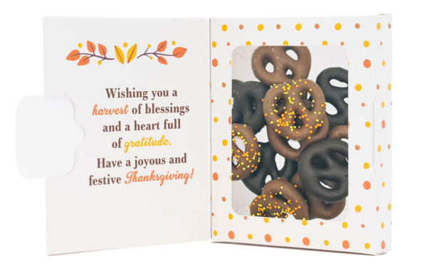 Greeting Card & Pretzel Gift Box "Happy Thanksgiving" - Fall/Thanksgiving