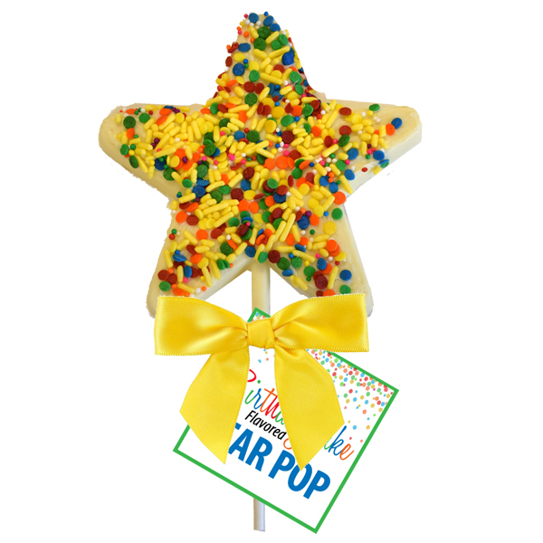 Solid Chocolate Star Pop - Birthday Cake Flavored