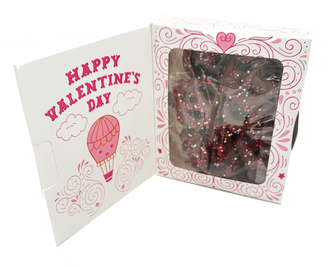 Valentine's Day - "Love is in the Air" Greeting Card & Pretzel Gift Box